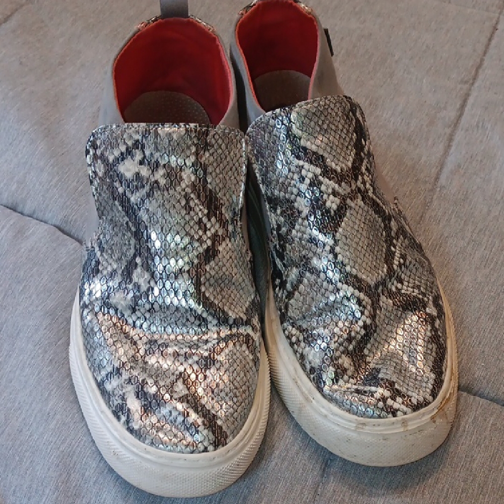 Womens Hey Dude Silver Snake Print Slip-On Shoes